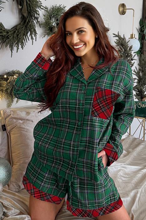 HIDDEN GEMS | Christmas Plaid Patchwork Pajama Set