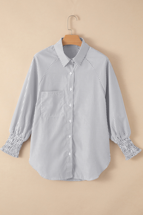 HIDDEN GEMS | Stripe Smocked Cuff Buttoned Shirt