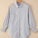  HIDDEN GEMS | Stripe Smocked Cuff Buttoned Shirt