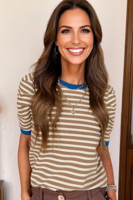 Retro Stripe Puff Sleeve Top