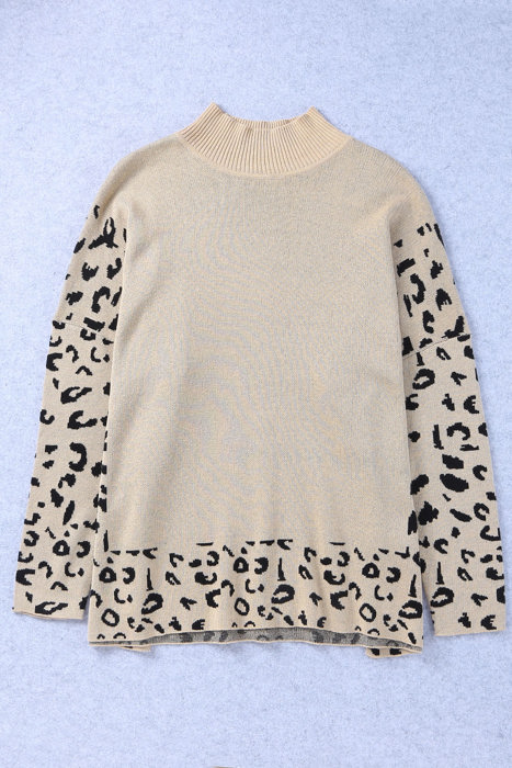 HIDDEN GEMS | Leopard Colorblock Mock Neck Sweater