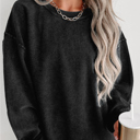   HIDDEN GEMS | Washed Ribbed Pullover Sweatshirt