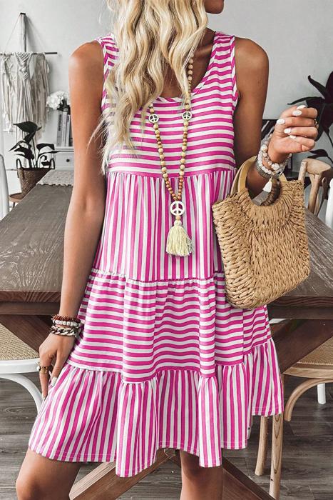 Catalina Tiered Stripe Sleeveless Dress