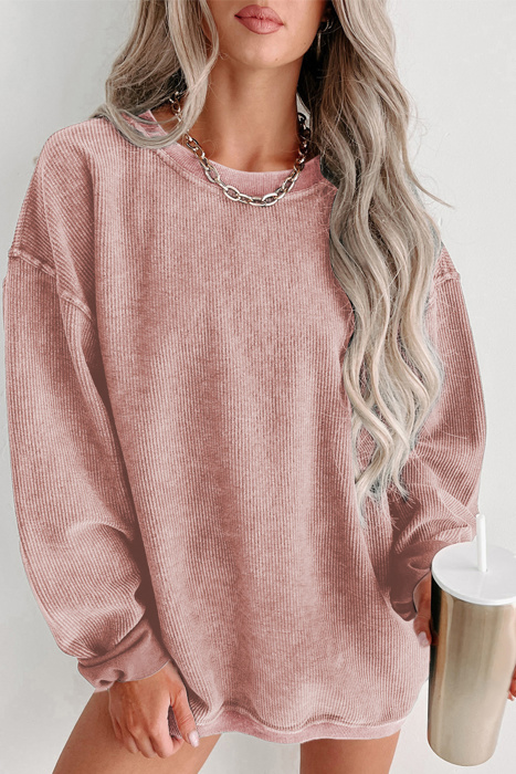  HIDDEN GEMS | Washed Ribbed Pullover Sweatshirt