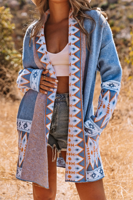 HIDDEN GEMS | Aztec Geometric Open Front Cardigan