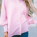  HIDDEN GEMS | Stripe Smocked Cuff Buttoned Shirt