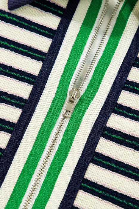 HIDDEN GEMS | Stripe Zipped Collar Long Sleeve Top