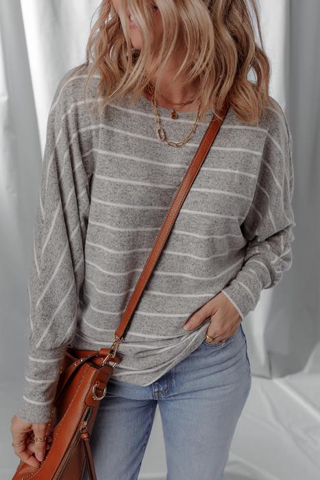 HIDDEN GEMS | Stripe Dolman Sleeve Drop Shoulder Top