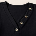  HIDDEN GEMS | Solid Ribbed Button V-Neck Top