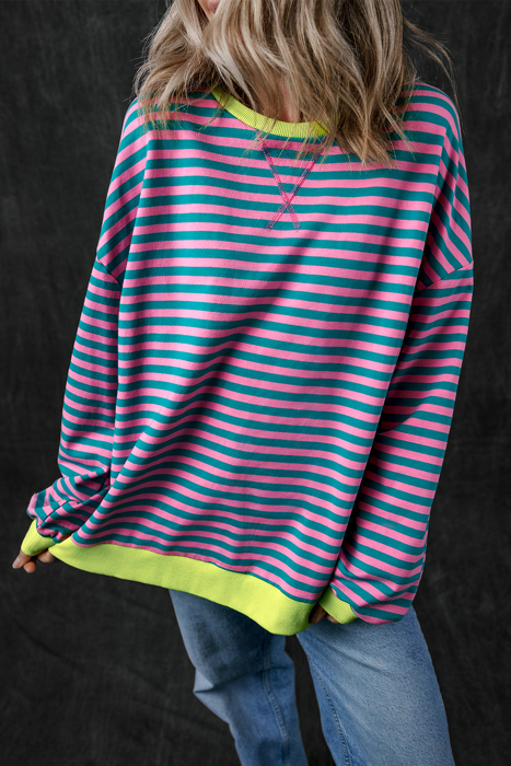 HIDDEN GEMS | Stripe Contrast Trim Sweatshirt