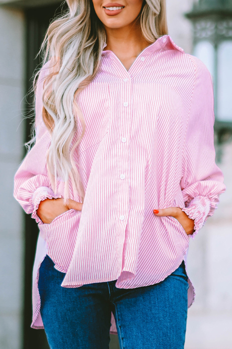 HIDDEN GEMS | Stripe Smocked Cuff Buttoned Shirt