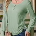  HIDDEN GEMS | Solid Drawstring Side Henley Top