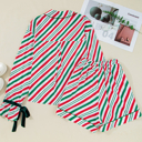  HIDDEN GEMS | Christmas Stripe Velvet Bow Pajama Set