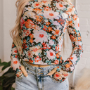  HIDDEN GEMS | Floral Mesh Long Sleeve Top