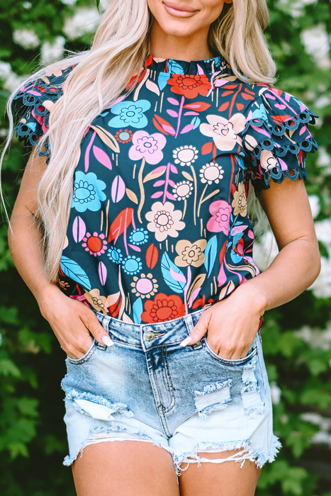 HIDDEN GEMS | Floral Tiered Ruffle Sleeve Blouse