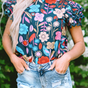  HIDDEN GEMS | Floral Tiered Ruffle Sleeve Blouse