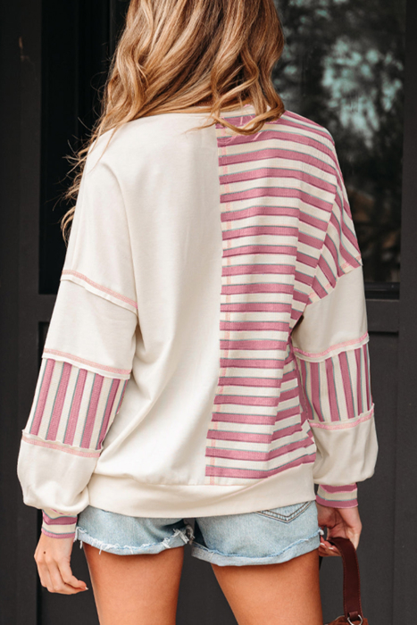 HIDDEN GEMS | Stripe Patchwork Henley Top