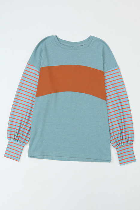 HIDDEN GEMS | Stripe Colorblock Bishop Sleeve Top