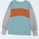  HIDDEN GEMS | Stripe Colorblock Bishop Sleeve Top
