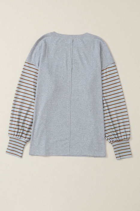 HIDDEN GEMS | Stripe Colorblock Bishop Sleeve Top