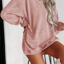   HIDDEN GEMS | Washed Ribbed Pullover Sweatshirt
