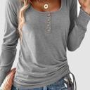  HIDDEN GEMS | Solid Drawstring Side Henley Top