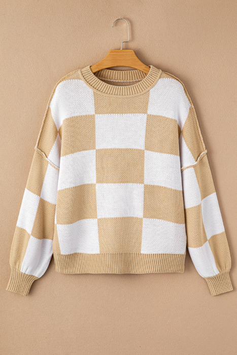 HIDDEN GEMS | Checker Bishop Sleeve Sweater