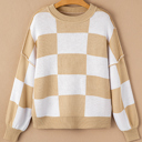  HIDDEN GEMS | Checker Bishop Sleeve Sweater