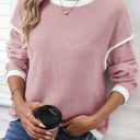  HIDDEN GEMS | Contrast Trim Drop Shoulder Top