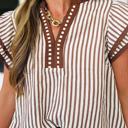 Khaki Stripe Small Day Date Stripe Ruffle Top