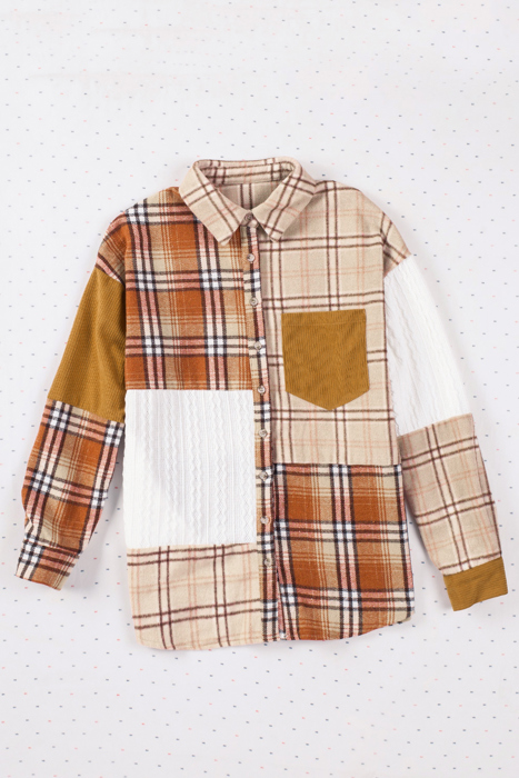 HIDDEN GEMS | Plaid Colorblock Patchwork Shirt Jacket