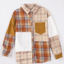  HIDDEN GEMS | Plaid Colorblock Patchwork Shirt Jacket