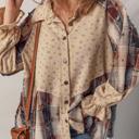 HIDDEN GEMS | Boho Floral Plaid Patchwork Ruffle Shacket