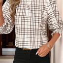 White Small Arden Plaid Puff Sleeve Blouse