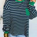 Green Stripe Small Casually Cool Striped Long Sleeve Top