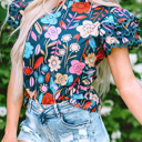  HIDDEN GEMS | Floral Tiered Ruffle Sleeve Blouse