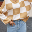  HIDDEN GEMS | Checker Bishop Sleeve Sweater