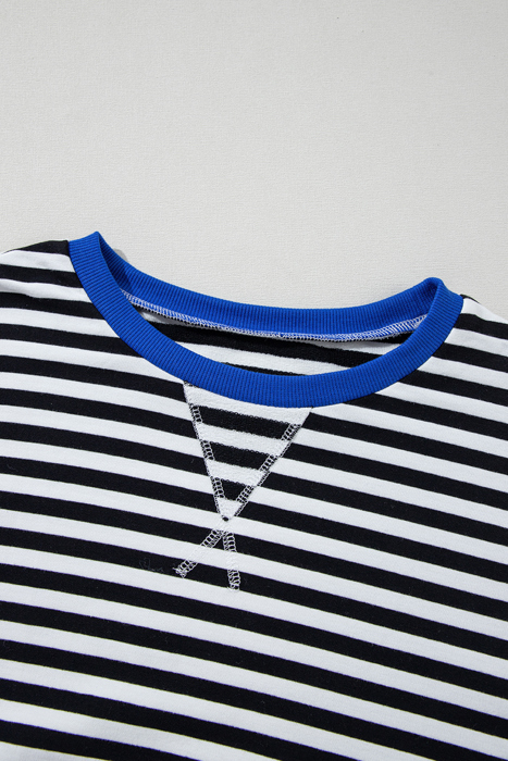 HIDDEN GEMS | Stripe Contrast Trim Sweatshirt