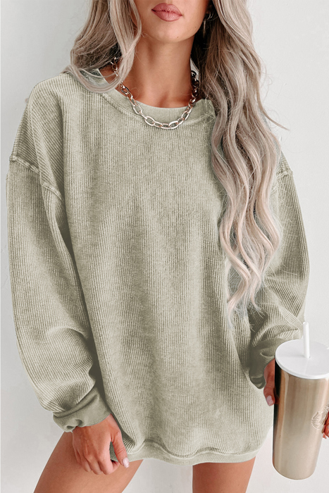  HIDDEN GEMS | Washed Ribbed Pullover Sweatshirt