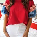  Stars & Stripe Ruffle Puff Sleeve Top