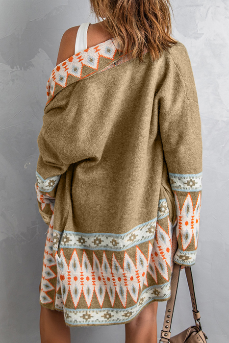 HIDDEN GEMS | Aztec Geometric Open Front Cardigan
