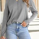  HIDDEN GEMS | Solid Reverse Seam Crew Neck Long Sleeve Top