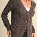  HIDDEN GEMS | Pointelle Knit Button Front Cardigan