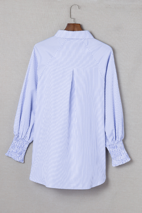 HIDDEN GEMS | Stripe Smocked Cuff Buttoned Shirt