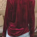  HIDDEN GEMS | Solid Velvet Button Front Top