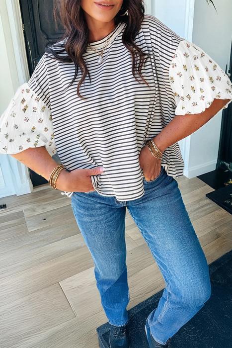 Darla Stripe Puff Sleeve Top