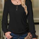 Black Small HIDDEN GEMS | Solid Drawstring Side Henley Top