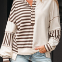  HIDDEN GEMS | Stripe Patchwork Henley Top