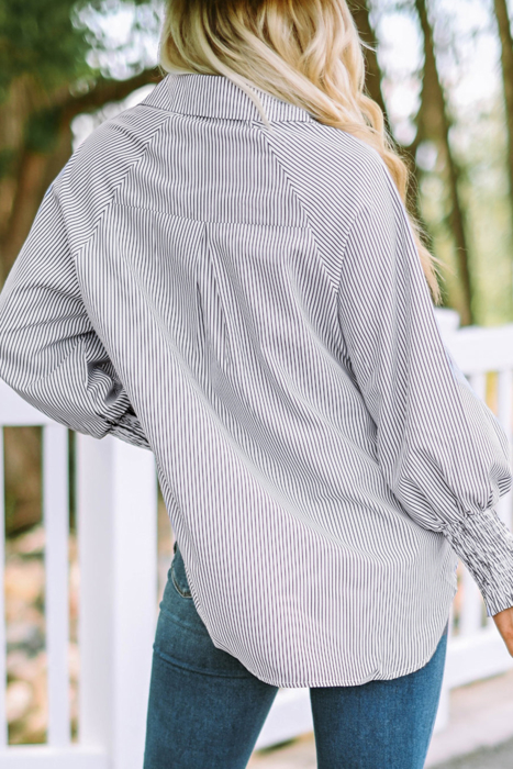 HIDDEN GEMS | Stripe Smocked Cuff Buttoned Shirt