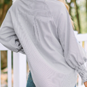  HIDDEN GEMS | Stripe Smocked Cuff Buttoned Shirt